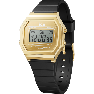 Ice Watch® Digital 'Ice Digit Retro - Metal Gold Mirror - Black' Unisex's Watch (Small) 022731