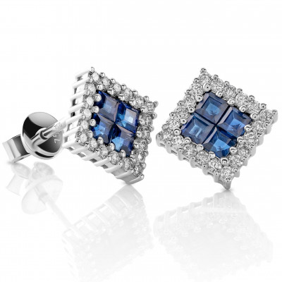 'Natalie' Women's Whitegold 18C Stud Earrings - Silver OD-5233