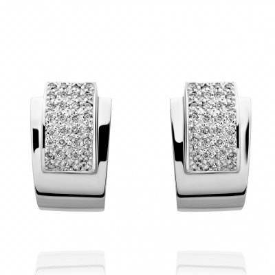 Orphelia® 'Elina' Women's Whitegold 18C Clip Earrings - Silver OD-5272