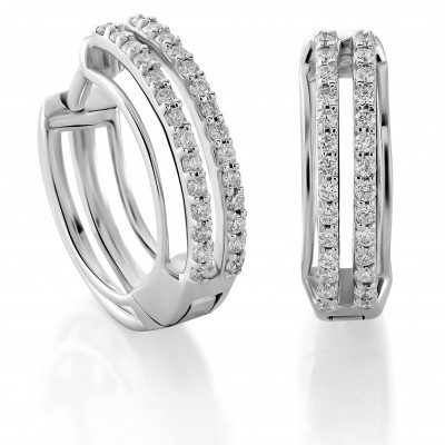 'Cecily' Women's Whitegold 18C Hoop Earrings - Silver OD-5290