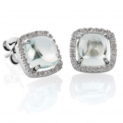 'Alexandra' Women's Whitegold 18C Stud Earrings - Silver OD-5316