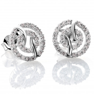 'Cordelia' Women's Whitegold 18C Stud Earrings - Silver OD-5322