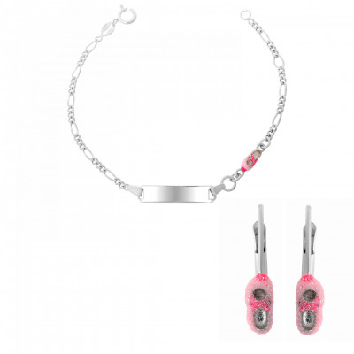 'Megane' Child Unisex's Sterling Silver Set: Bracelet + Earrings - Silver SET-7136