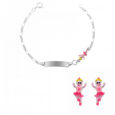 'Oviva' Child Unisex's Sterling Silver Set: Bracelet + Earrings - Silver SET-7137