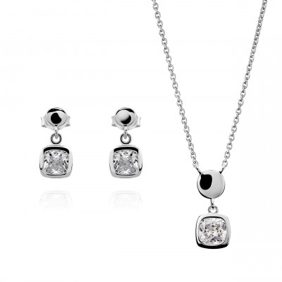 'Myrela' Women's Sterling Silver Set: Necklace + Earrings - Silver SET-7486