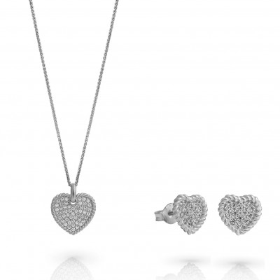 Orphelia® 'Elite' Women's Sterling Silver Set: Necklace + Earrings - Silver SET-7566