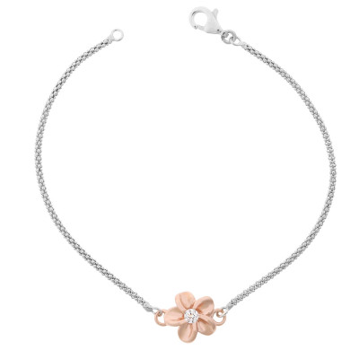 Women's Sterling Silver Bracelet - Silver/Rose ZA-7105
