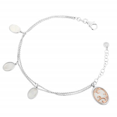 'Jarina' Women's Sterling Silver Bracelet - Silver/Rose ZA-7165