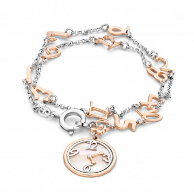 Women's Sterling Silver Bracelet - Silver/Rose ZA-7174