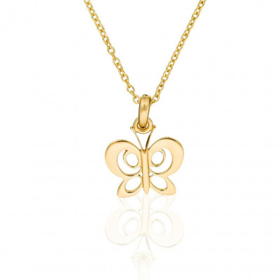 'Butterfly' Women's Sterling Silver Chain with Pendant - Gold ZH-7074/1