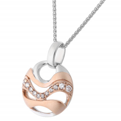 'Elvina' Women's Sterling Silver Chain with Pendant - Silver/Rose ZH-7085/1