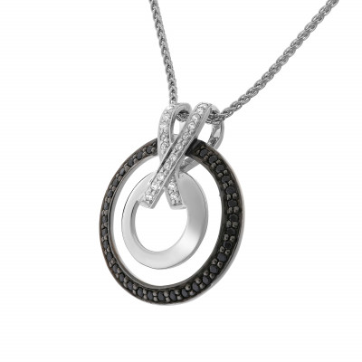'Azalea' Women's Sterling Silver Chain with Pendant - Silver/Black ZH-7095/2