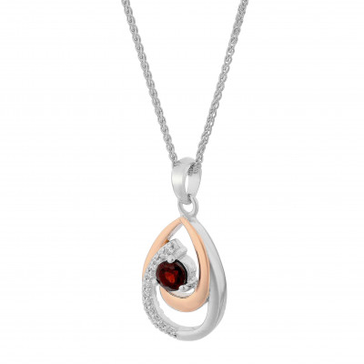 'Eevi' Women's Sterling Silver Chain with Pendant - Silver/Rose ZH-7375/1
