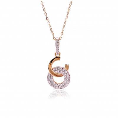 'Carleen' Women's Sterling Silver Chain with Pendant - Rose ZH-7440