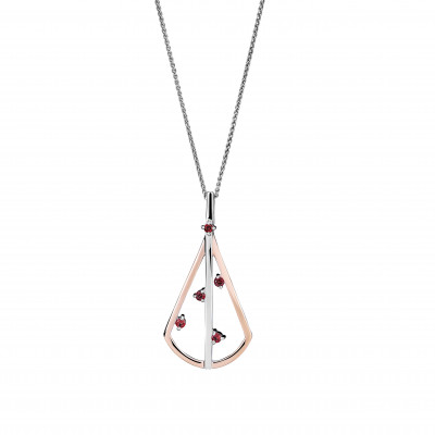 Orphelia® 'Sacha' Women's Sterling Silver Chain with Pendant - Silver/Rose ZH-7496
