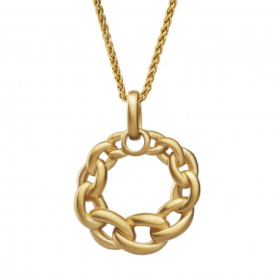 'Estelle' Women's Sterling Silver Chain with Pendant - Gold ZH-7516/G