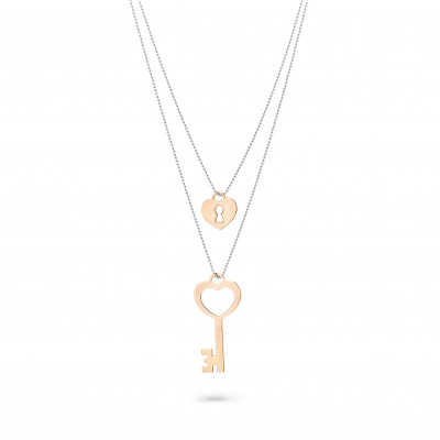 Orphelia® 'Izabella' Women's Sterling Silver Necklace - Silver/Rose ZK-7185