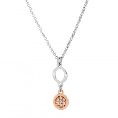 'Maite' Women's Sterling Silver Chain with Pendant - Silver/Rose ZK-7376