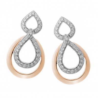 'Amber' Women's Sterling Silver Drop Earrings - Silver/Rose ZO-7092/1