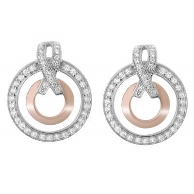 'Azalea' Women's Sterling Silver Drop Earrings - Silver/Rose ZO-7095/1