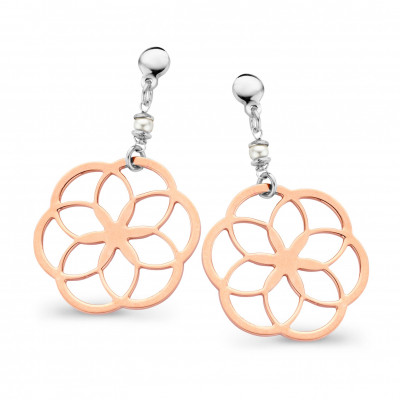 'Zahara' Women's Sterling Silver Drop Earrings - Silver/Rose ZO-7182