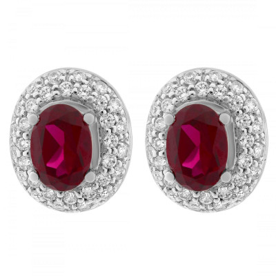 'Udine' Women's Sterling Silver Stud Earrings - Silver ZO-7236/RU