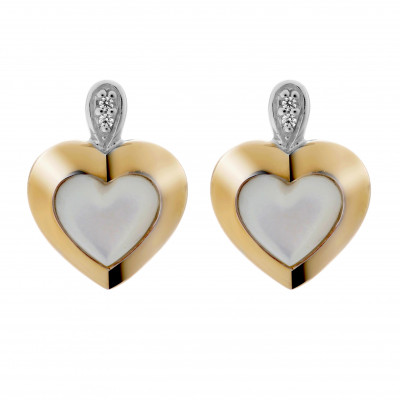 'Debby' Women's Sterling Silver Stud Earrings - Silver/Gold ZO-7289/G
