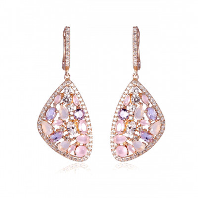 'Desi' Women's Sterling Silver Drop Earrings - Rose ZO-7430
