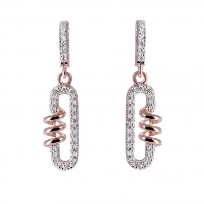 Orphelia® 'Gigi' Women's Sterling Silver Drop Earrings - Rose ZO-7438