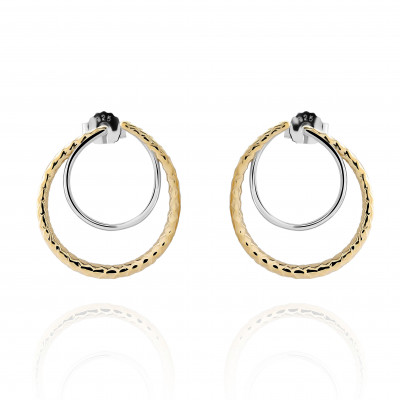 'Bastien' Women's Sterling Silver Stud Earrings - Silver/Gold ZO-7499