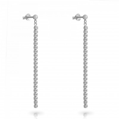'Glitter' Women's Sterling Silver Drop Earrings - Silver ZO-7548