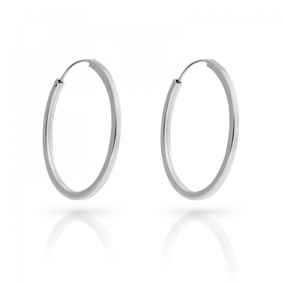 'Agata' Women's Sterling Silver Hoop Earrings - Silver ZO-7552