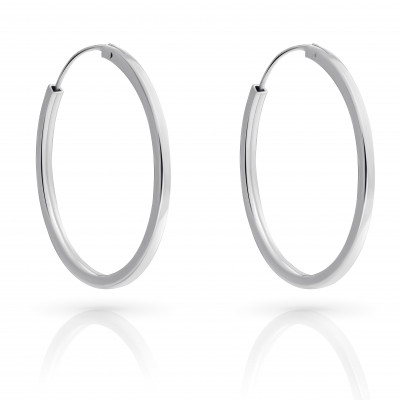 'Anita' Women's Sterling Silver Hoop Earrings - Silver ZO-7553