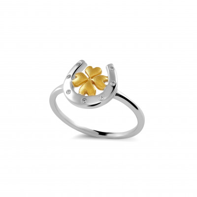 Orphelia® 'Signature' Women's Sterling Silver Ring - Silver/Gold ZR-7517