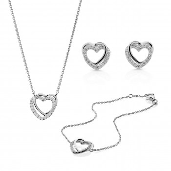 Orphelia® 'Ariana' Women's Sterling Silver Set: Bracelet + Earrings + Necklace - Silver SET-7482