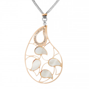 Orphelia® 'Lana' Women's Sterling Silver Chain with Pendant - Silver/Rose ZK-7164