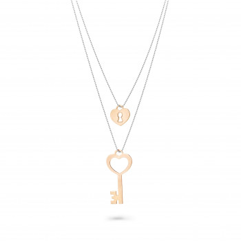 Orphelia® 'Izabella' Women's Sterling Silver Necklace - Silver/Rose ZK-7185