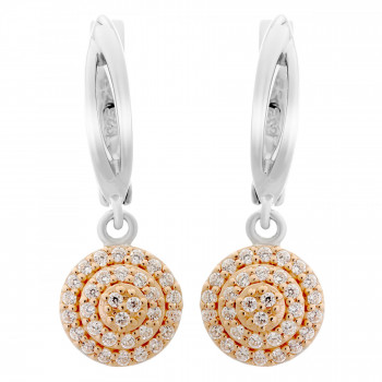 Orphelia® 'Leanna' Women's Sterling Silver Drop Earrings - Silver/Rose ZO-7120