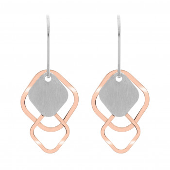 'Inez' Women's Sterling Silver Drop Earrings - Silver/Rose ZO-7391