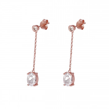 Orphelia® 'Elodie' Women's Sterling Silver Drop Earrings - Rose ZO-7419