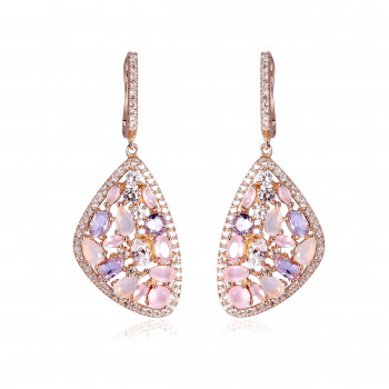 Orphelia® 'Desi' Women's Sterling Silver Drop Earrings - Rose ZO-7430