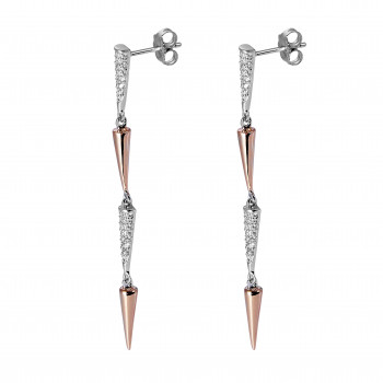 Orphelia® 'Aada' Women's Sterling Silver Drop Earrings - Silver/Rose ZO-7433