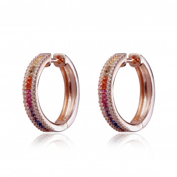 Orphelia® 'Pascaline' Women's Sterling Silver Hoop Earrings - Rose ZO-7448