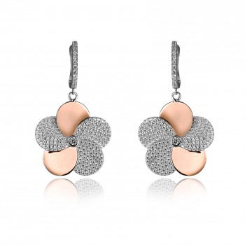 Orphelia® 'Fioni' Women's Sterling Silver Drop Earrings - Silver/Rose ZO-7452