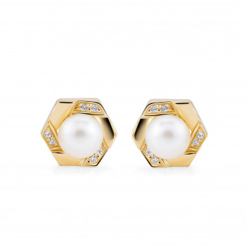 Orphelia® 'Aliva' Women's Sterling Silver Stud Earrings - Gold ZO-7469/G