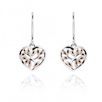 Orphelia® 'Afia' Women's Sterling Silver Drop Earrings - Silver/Rose ZO-7474