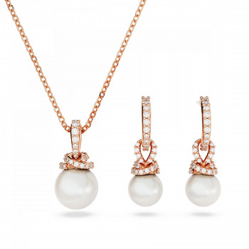 Swarovski® 'Originally' Women's Gold Plated Metal Set: Necklace + Earrings - Rose 5672835