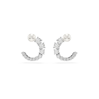 Swarovski® 'Matrix' Women's Base Metal Hoop Earrings - Silver 5692260