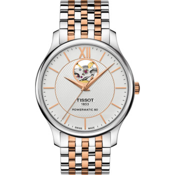 Tissot® Analogue 'Tradition Powermatic 80 Open Heart T-classic' Men's Watch T0639072203801