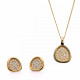 'Layla' Women's Sterling Silver Set: Chain-Pendant + Earrings - Gold SET-7489/G